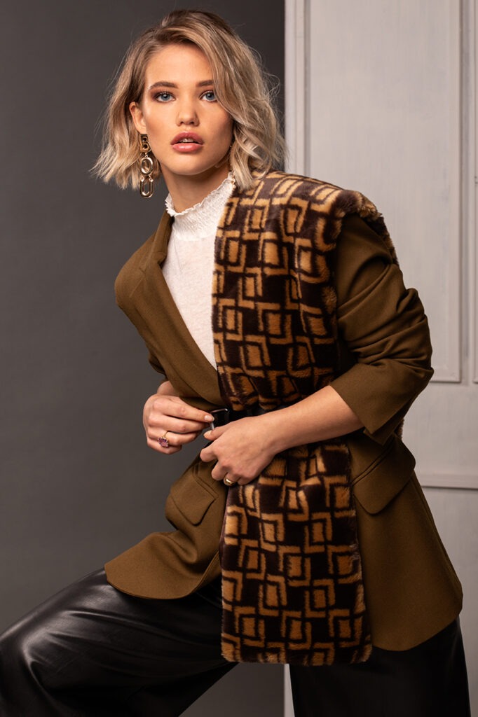 Luxury fashion shoot with layered textures, Studio Taupe
